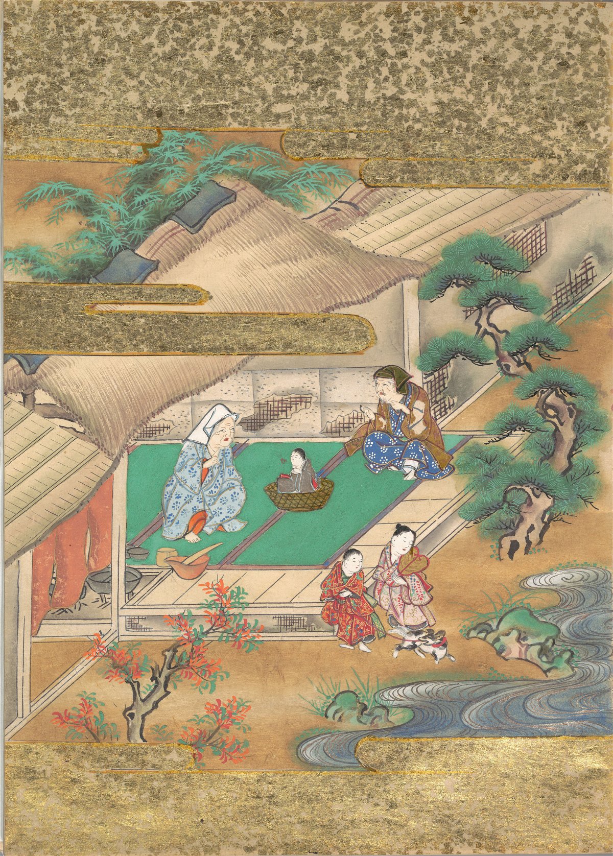 Un dipinto del periodo Edo che raffigura la Storia del tagliatore di bambù