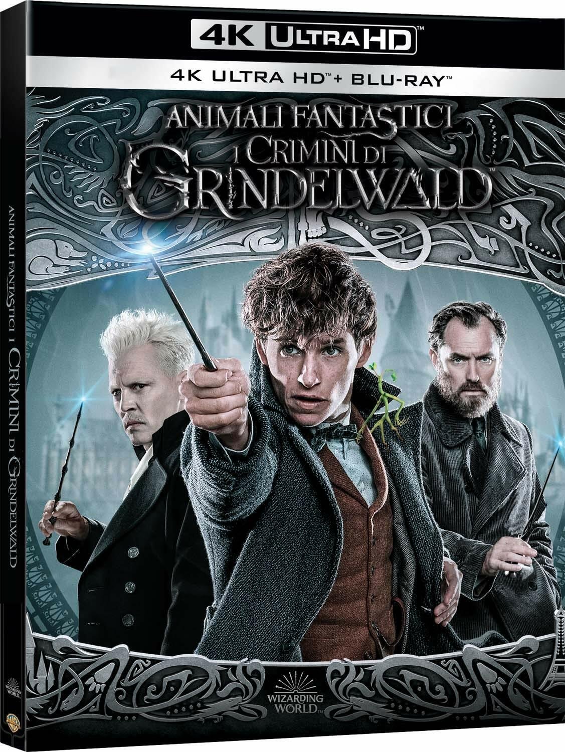 La copertina del Blu-ray 4K UHD di Animali Fantastici: I Crimini di Grindelwald