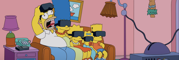 I Simpson sul divano con i visori per la realtà virtuale