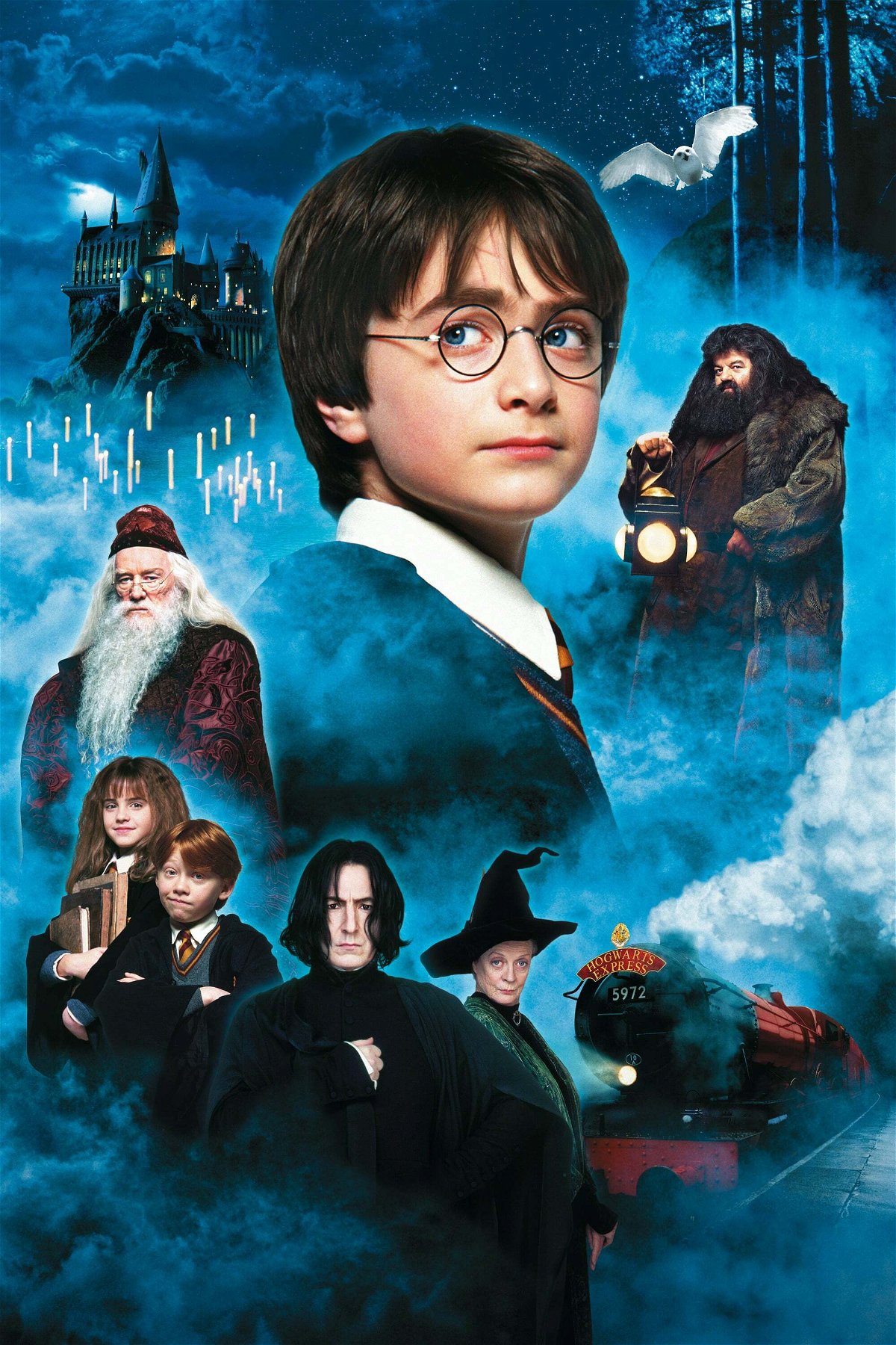 El elenco en el póster de Harry Potter y la piedra filosofal