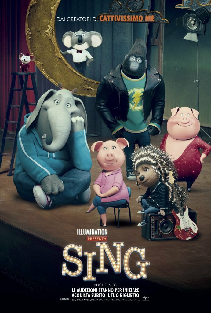 Gli animali di Sing in un poster