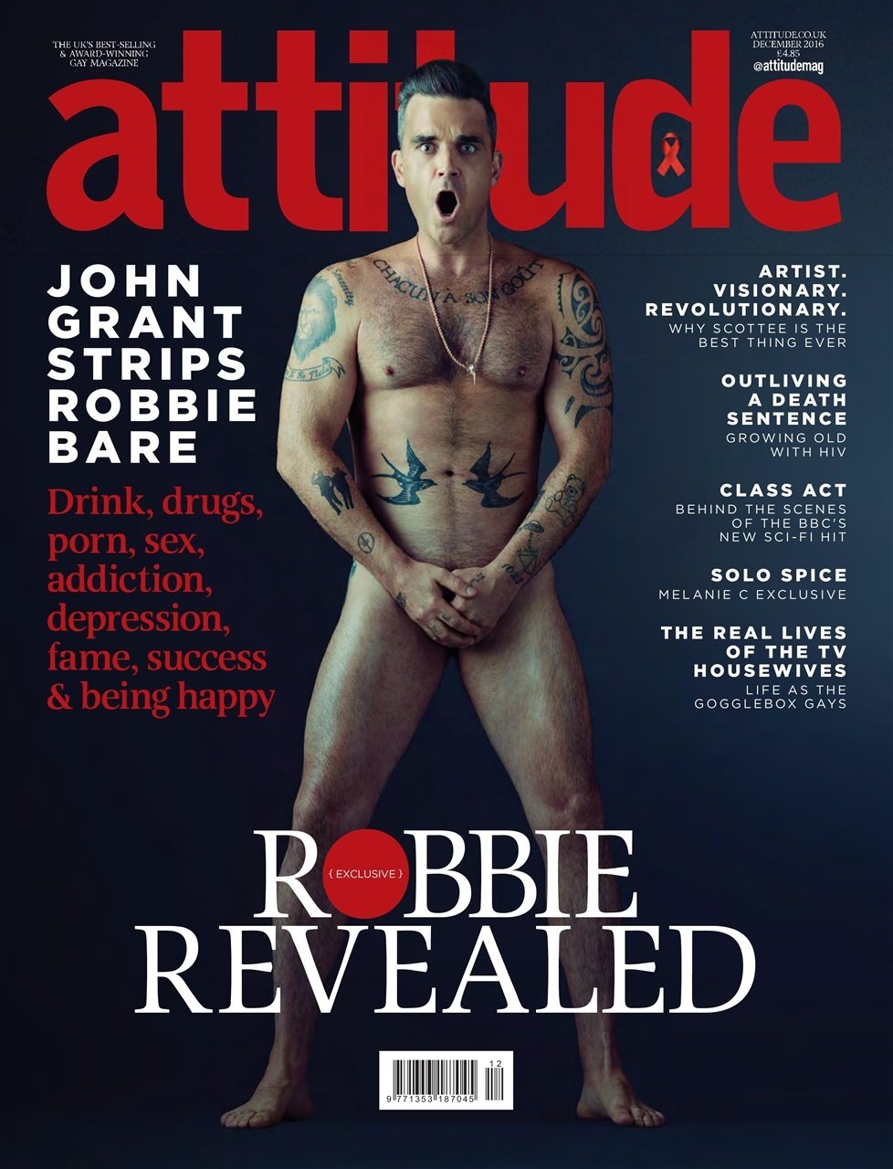 Robbie Williams sulla copertina di Attitude