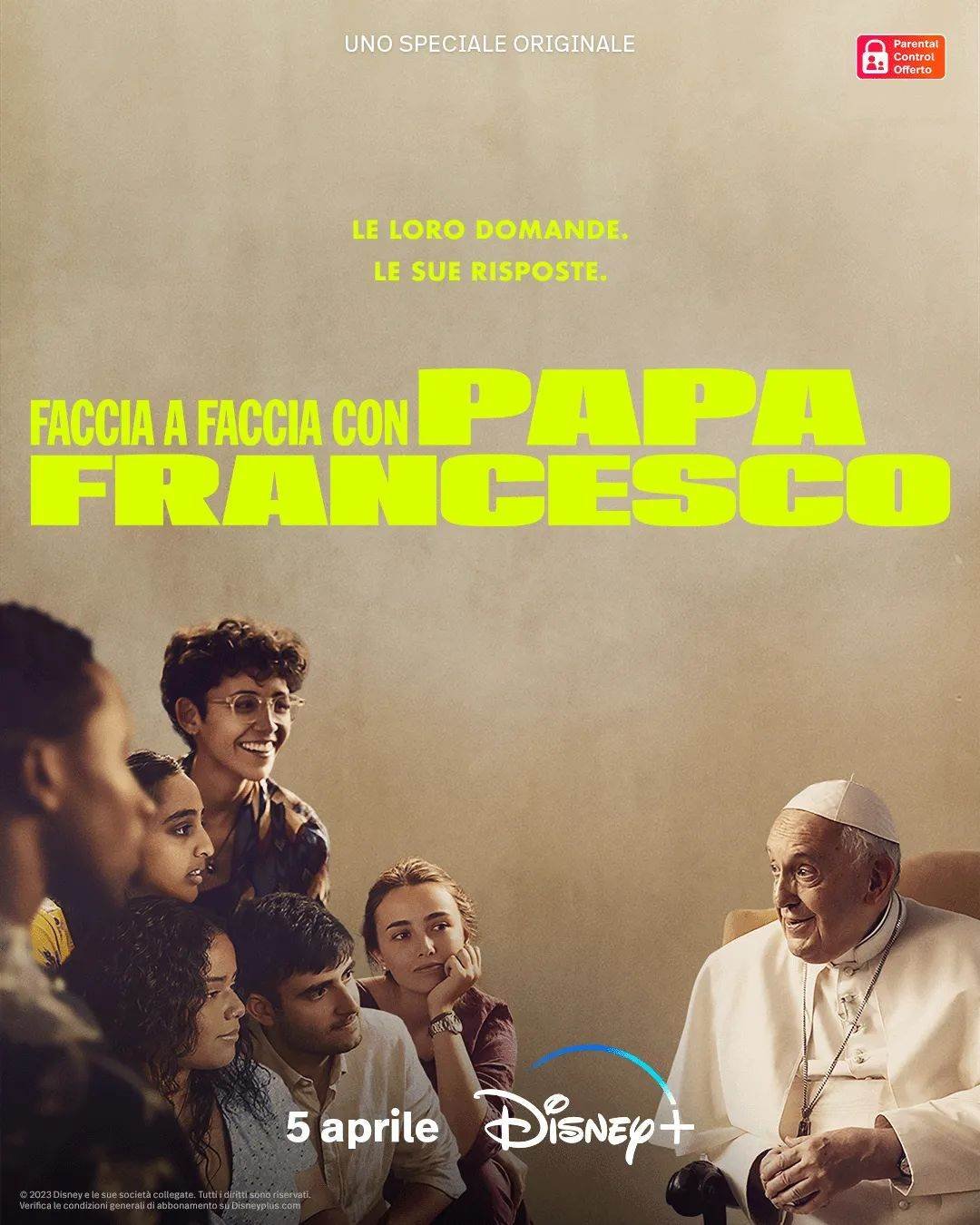 Faccia a faccia con Papa Francesco - Poster documentario con il papa e i giovani protagonisti