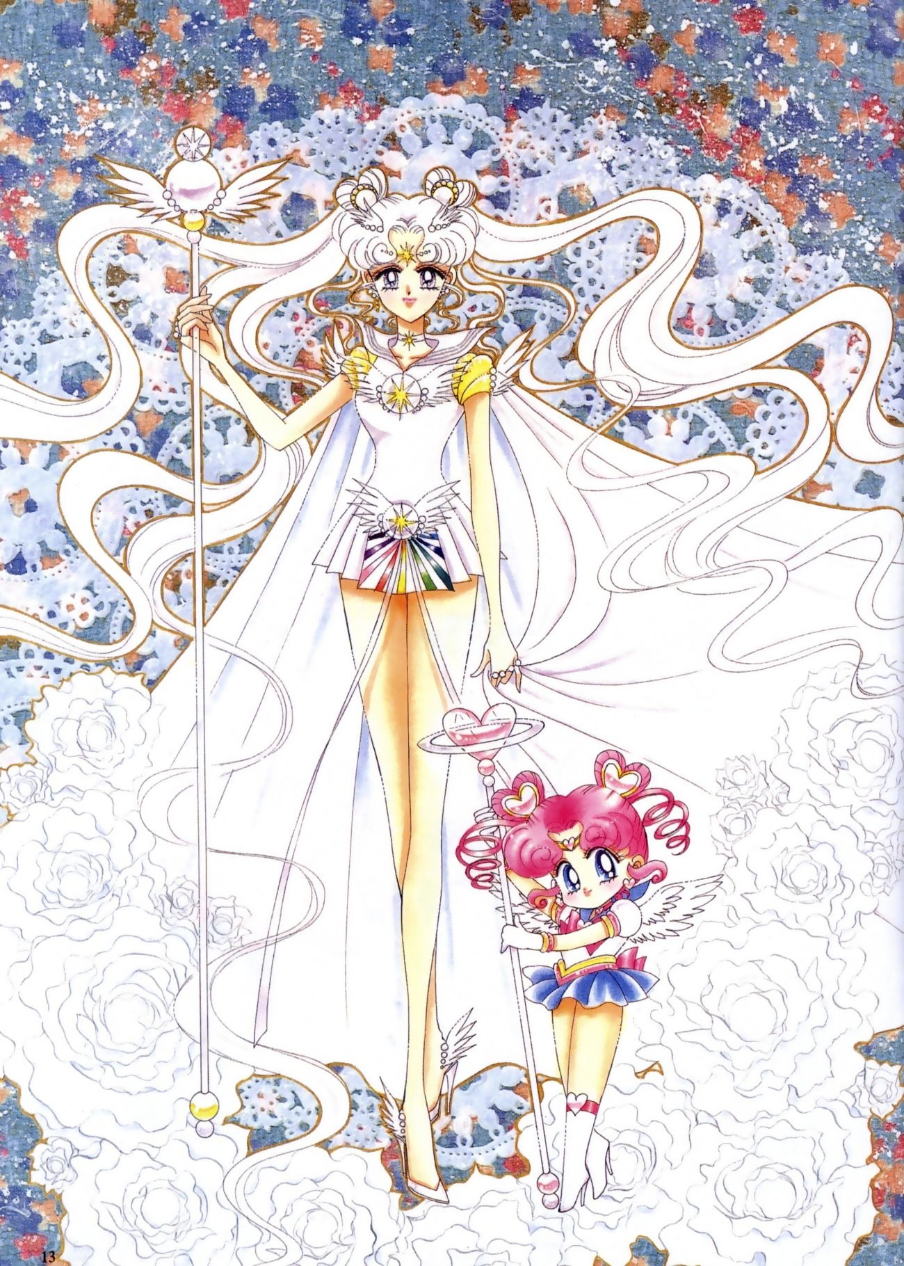 Clicca per vedere l'immagine originale Sailor Cosmos e Chibi Chibi disegnate da Naoko Takeuchi