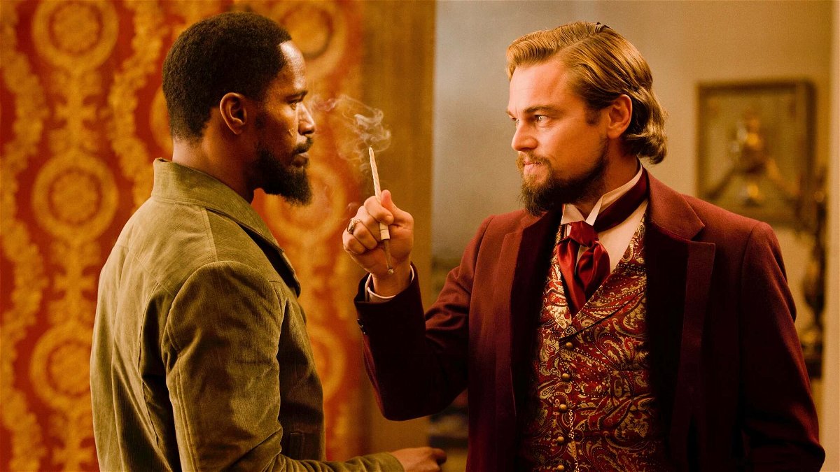 Django (Jamie Foxx) parla con Candie (Leonardo DiCaprio)