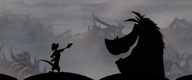 Timon e Pumbaa in una scena de Il Re Leone 3 - Hakuna Matata
