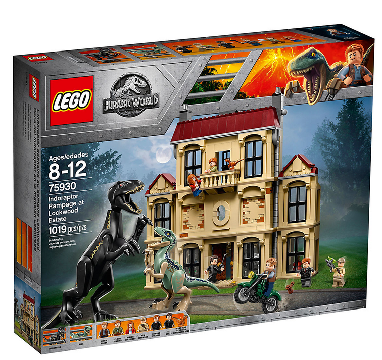 Dettagli del box del set LEGO Attacco dell'Indoraptor al Lockwood Estate