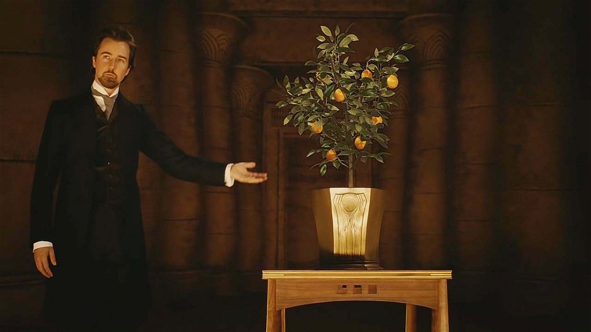 Eduard compie la famosa illusione dell'arancio sul palco durante uno spettacolo