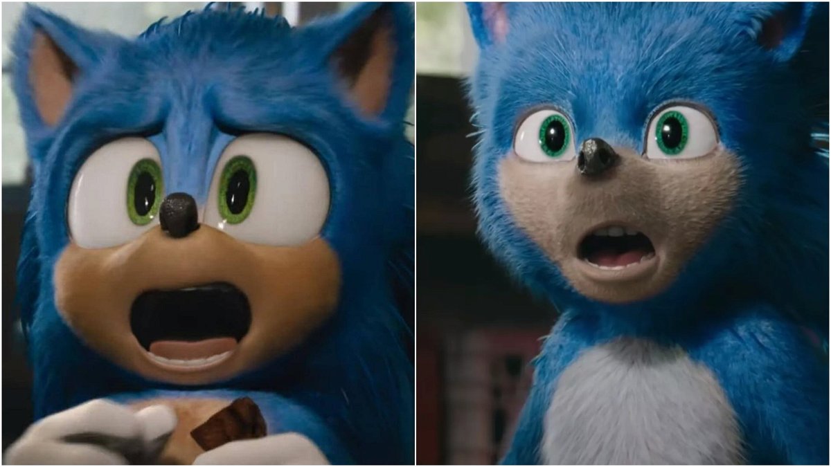 I due design di Sonic a confronto in due fotogrammi dai trailer