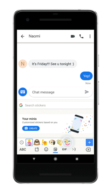 Gboard, arrivano gli adesivi personalizzati Mini GIF esplicativa della creazione di un Mini