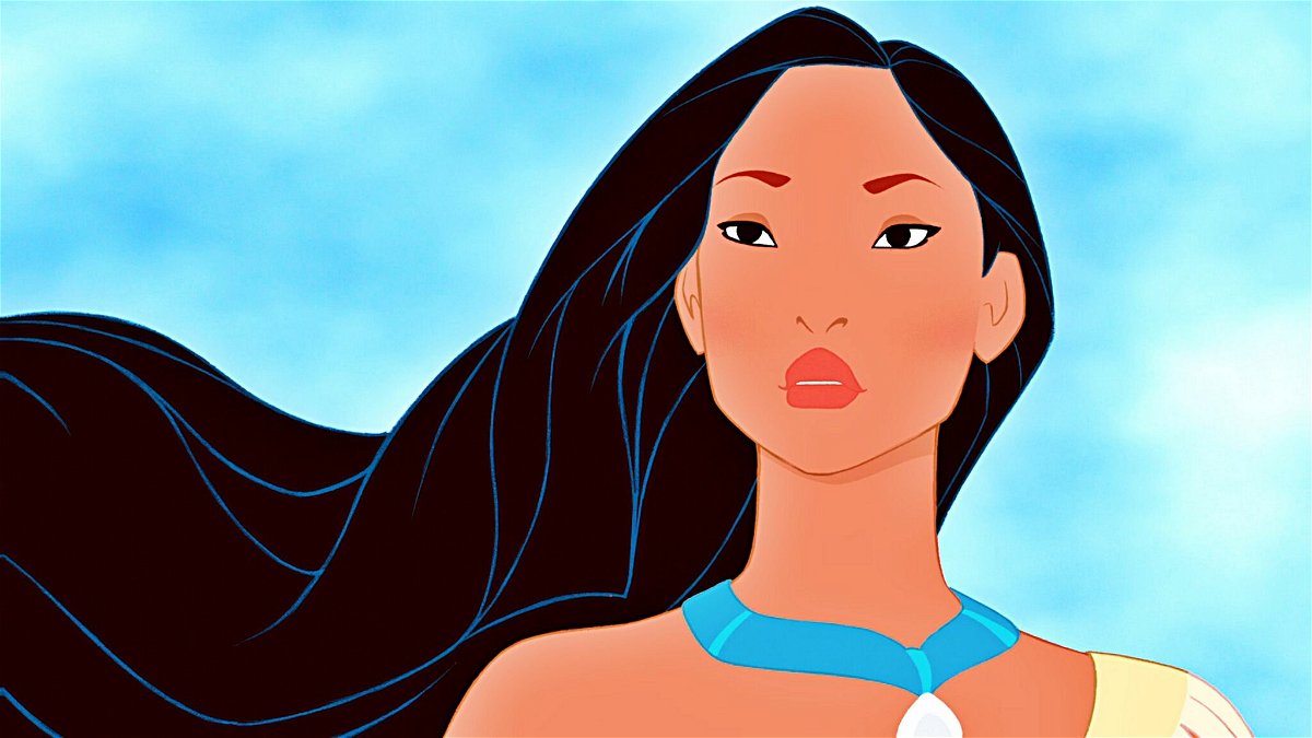 Un mezzo primo piano di Pocahontas, protagonista dell'omonimo film d'animazione