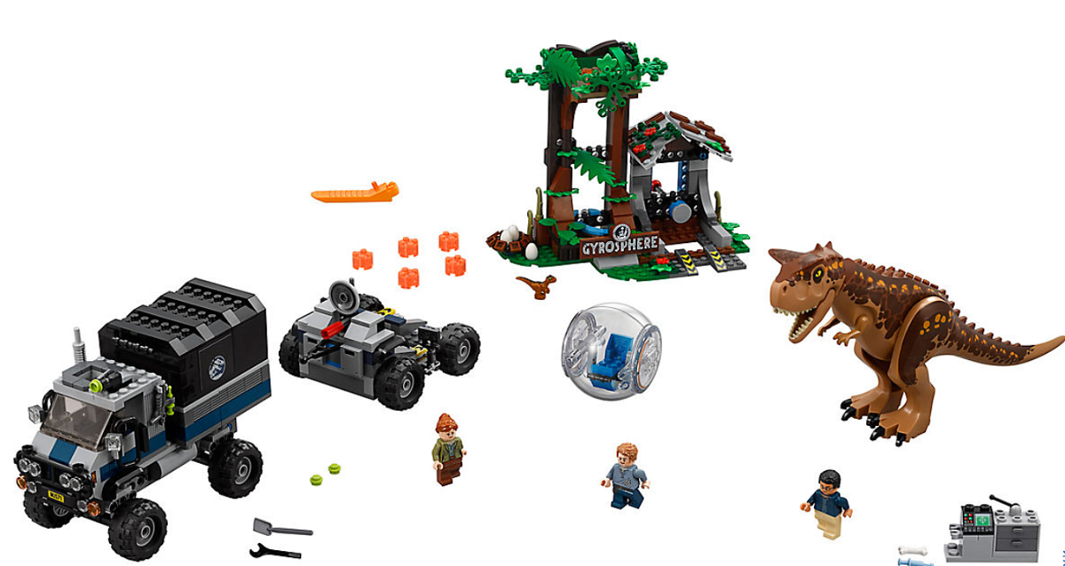 Dettagli del set LEGO Fuga dal Carnotaurus sulla girosfera 