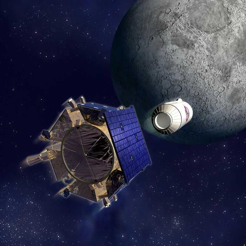 Clicca per vedere l'immagine originale Una ricostruzione della sonda Lunar Crater Observation and Sensing Satellite