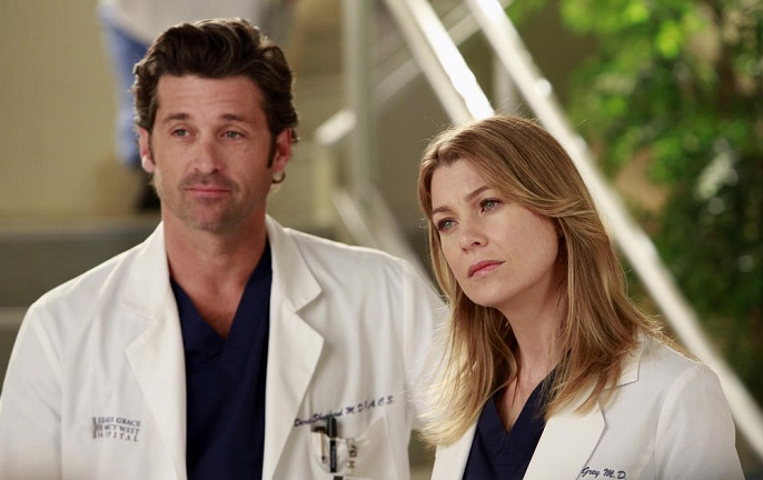 Meredith e Derek in camice