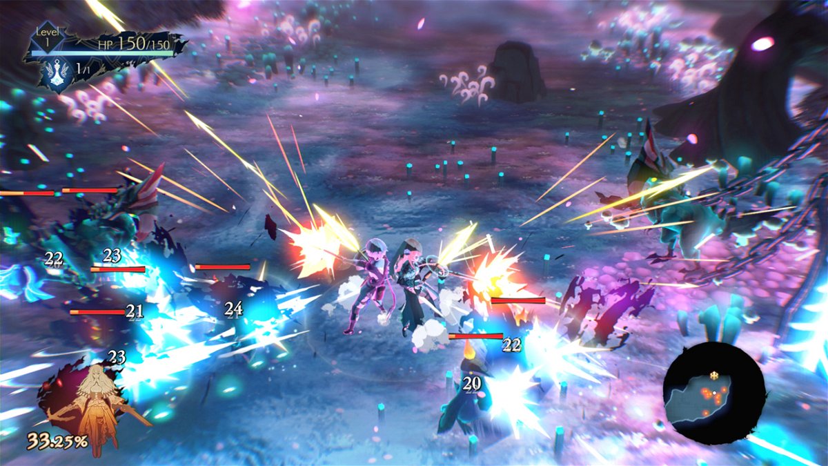 Una scena di battaglia dal gameplay di Oninaki