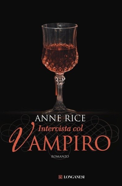 Intervista col Vampiro, la copertina del libro con un bicchiere di vino in primo piano