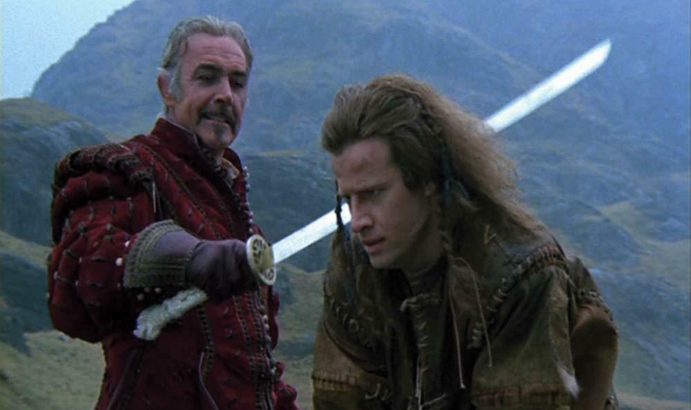 Clicca per vedere l'immagine originale Sean Connery e Christopher Lambert si scontrano nel film Highlander - L'ultimo immortale