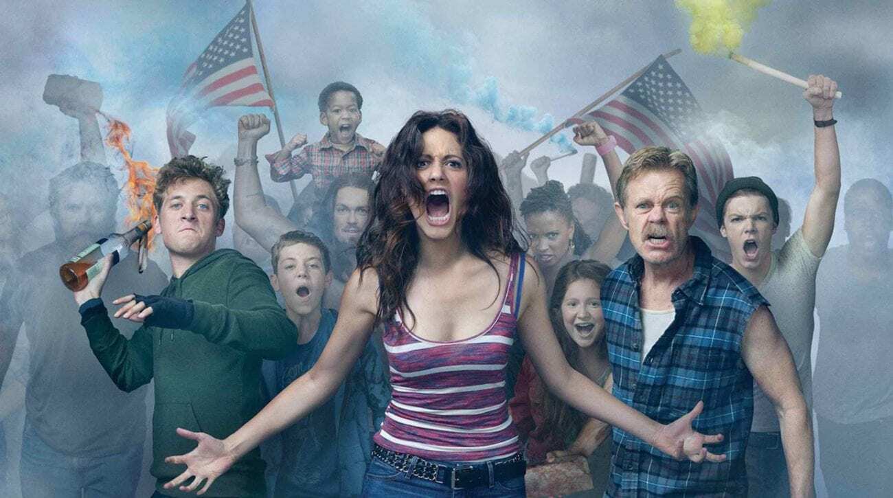 Clicca per vedere l'immagine originale Immagine promozionale di Shameless, con Fiona al centro in mezzo agli altri protagonisti della serie
