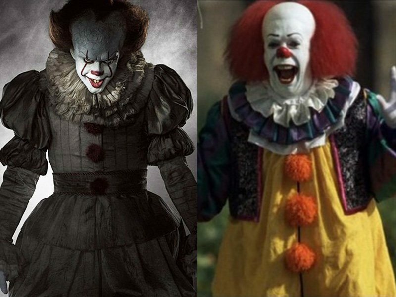 In foto Pennywise del 2017 e Pennywise del 1993