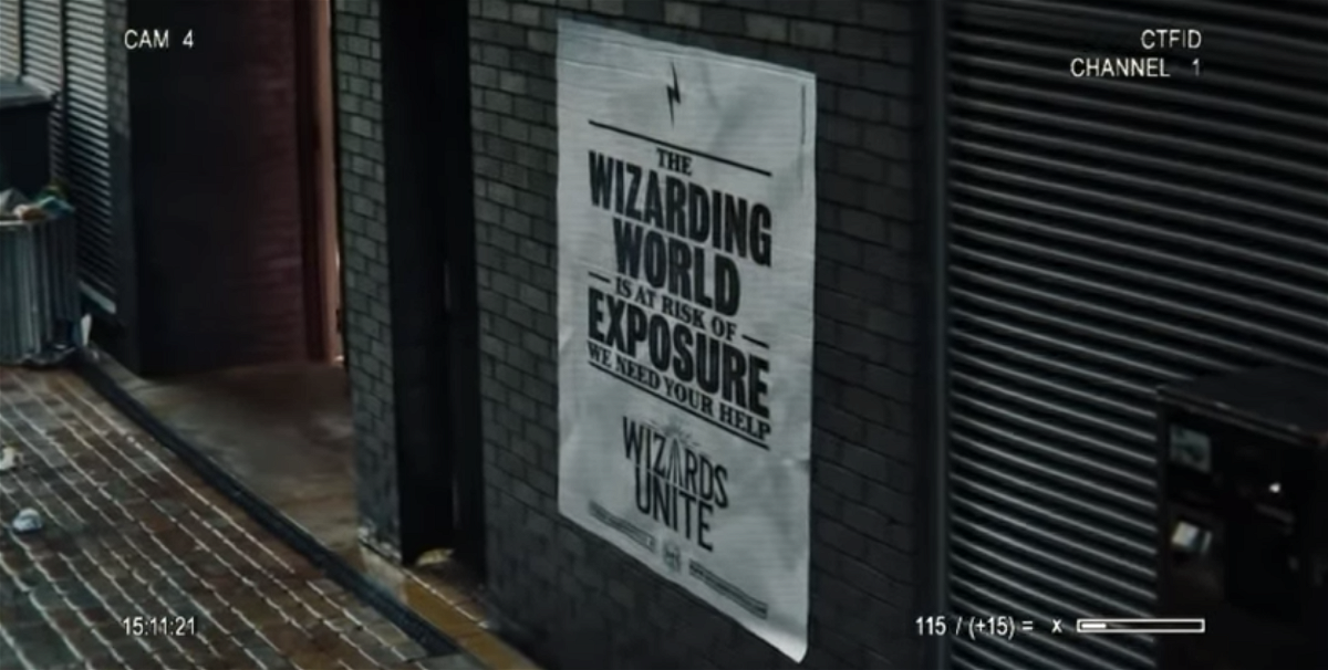 Screen del primo trailer di Harry Potter: Wizards Unite con il manifesto del Ministero della Magia