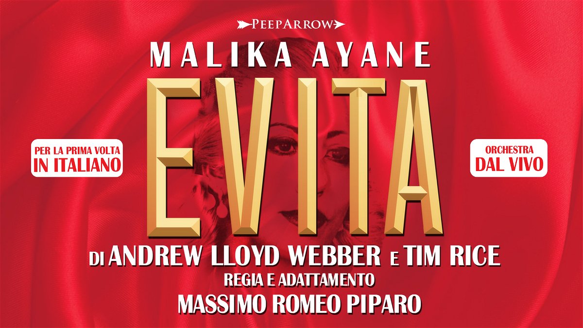 La locandina del musical Evita con Malika Ayane