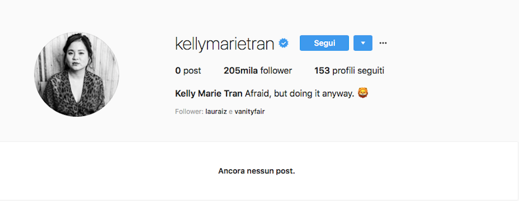 L'account Instagram vuoto di Kelly Marie Tran