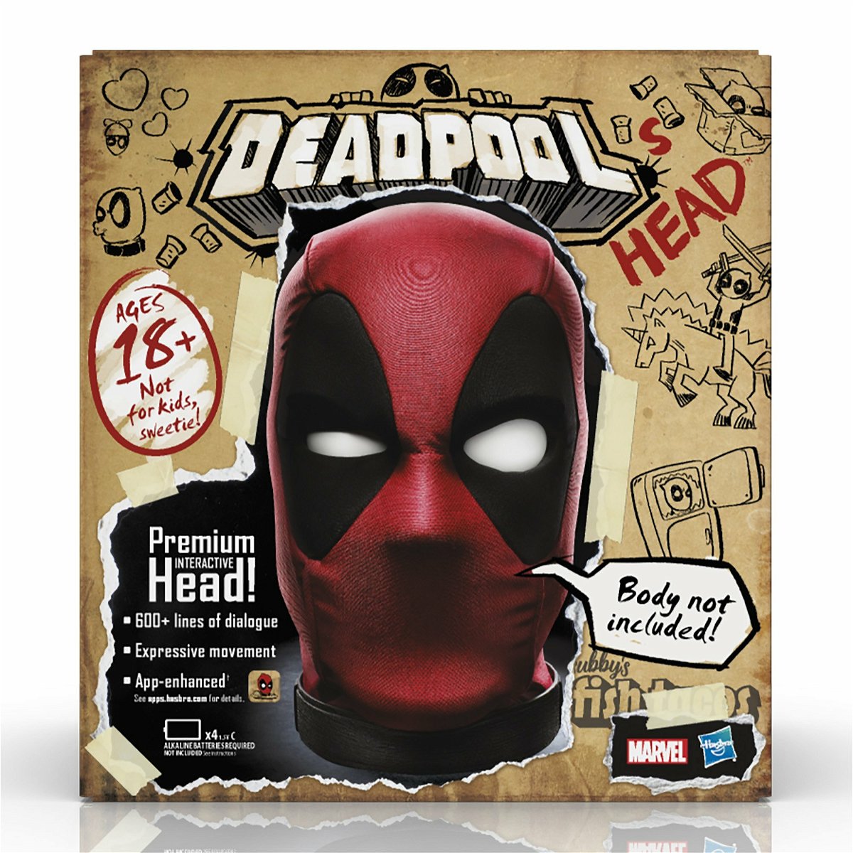 Il box che contiene la testa di Deadpool