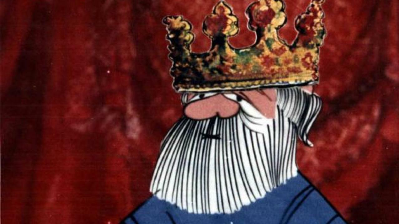 Clicca per vedere l'immagine originale Il Re in Il cavaliere inesistente, diretto e animato da Pino Zac