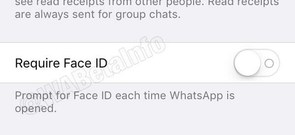 Opzione per abilitare il riconoscimento facciale su WhatsApp 