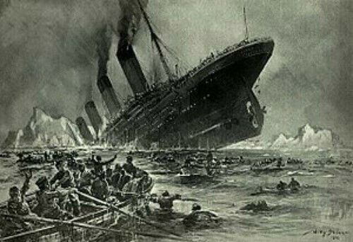Clicca per vedere l'immagine originale Il Titanic affonda nelle acque