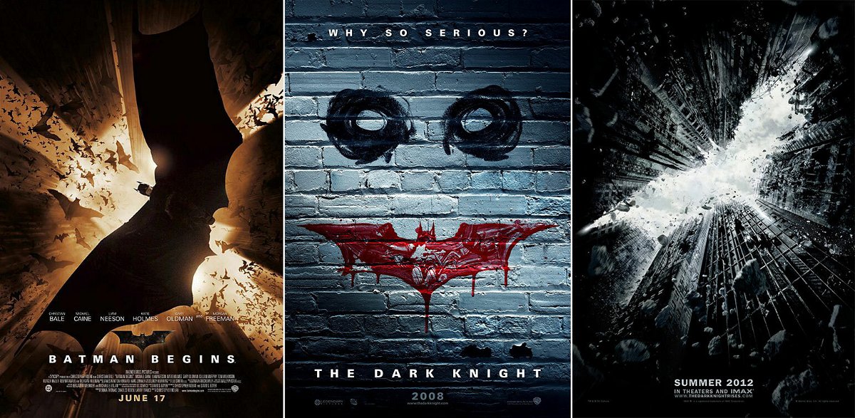 I poster della trilogia del Cavaliere Oscuro