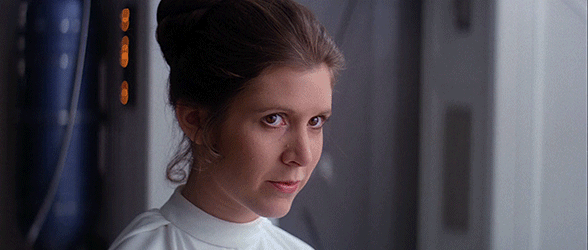 Clicca per vedere l'immagine originale Carrie Fisher in una scena di Star Wars