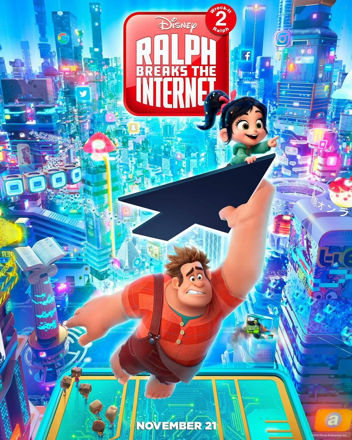 Poster di Ralph spacca internet con Ralph aggrappato alla freccia del mouse