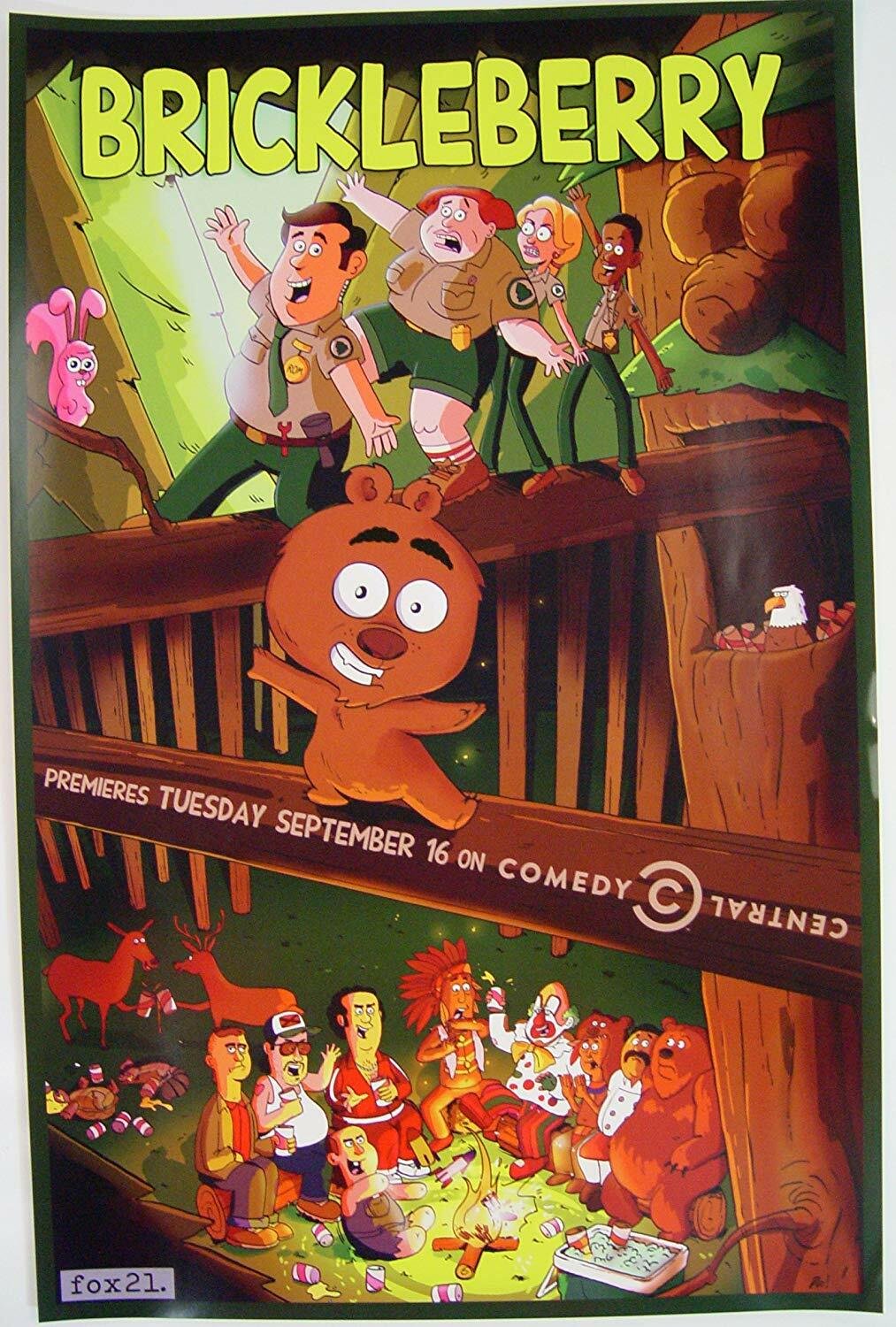 Uno de los carteles de Brickleberry, la serie que se emite en FOX Animation