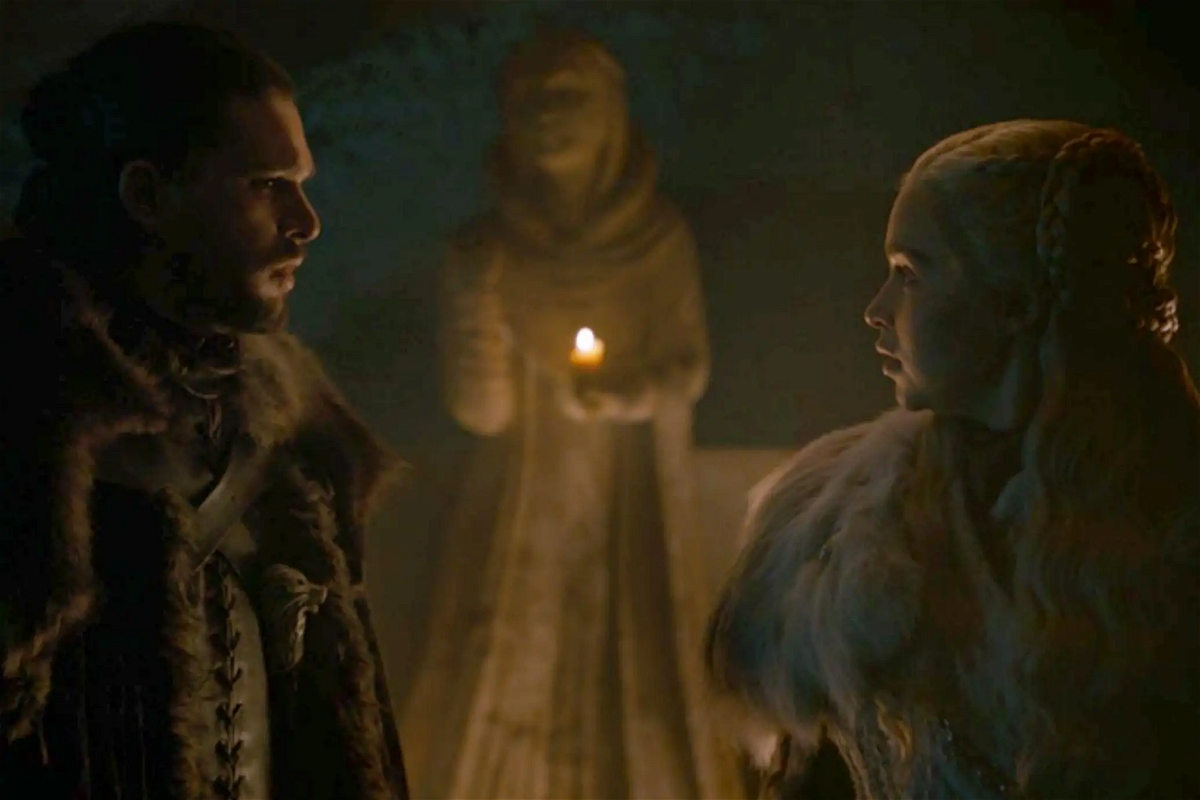 Kit Harington at Emilia Clarke sa Game of Thrones 8x02