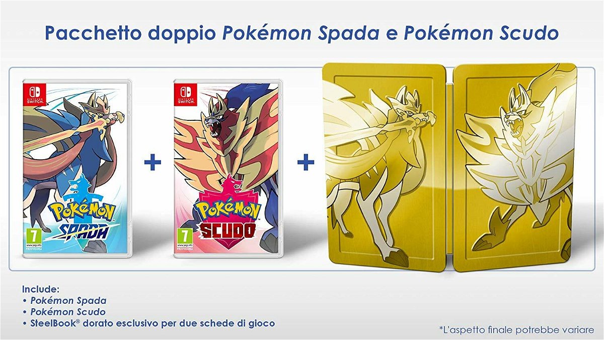 Un'immagine rappresentativa della Steelbook di Pokémon Spada e Scudo