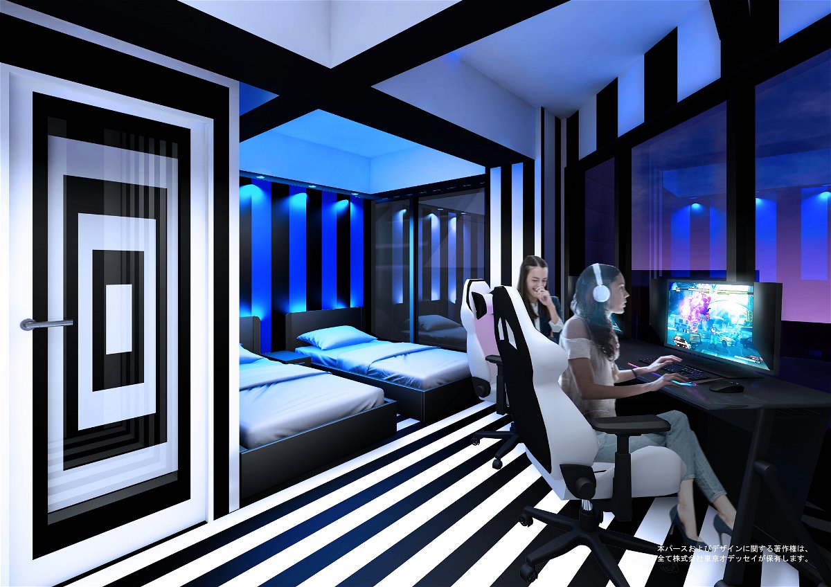 Un'immagine promozionale di una stanza dell'albergo E-Zone