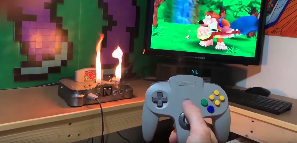 La Nintendo 64 in fiamme creata da BitHead1000