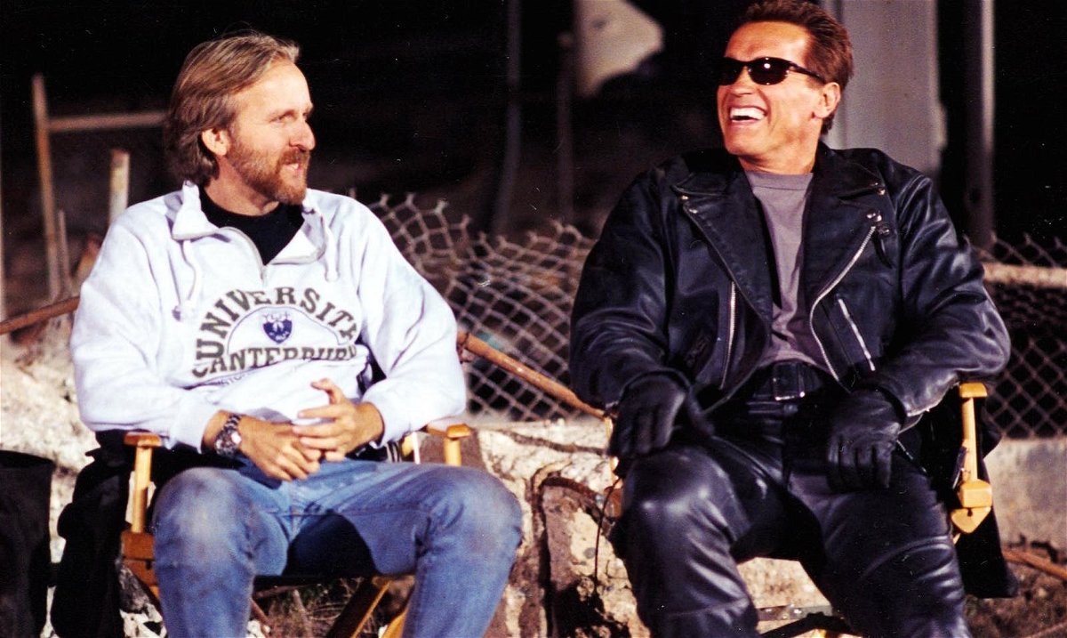 James Cameron e Arnold Schwarzenegger sul set di Terminator 2