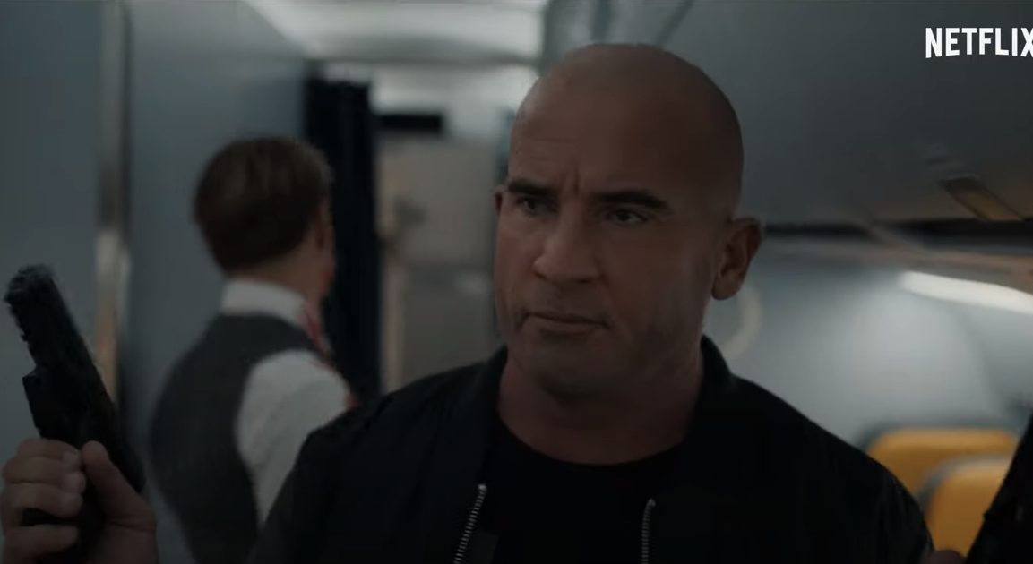 Clicca per vedere l'immagine originale Blood Red Sky: i terroristi nell'aereo nel film Netflix