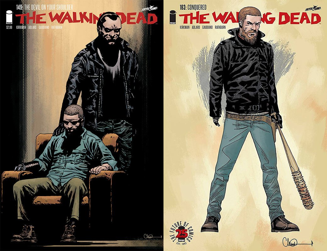 Due copertine di The Walking Dead che raffigurano Rick Grimes 