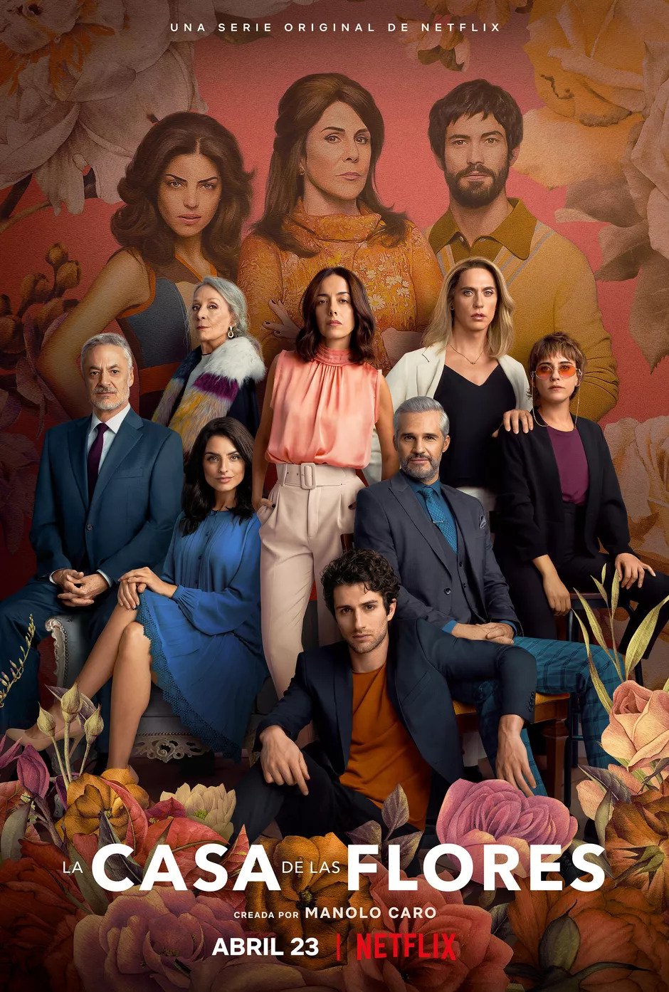 Il poster con tutti i personaggi principali della terza stagione di La Casa de las Flores