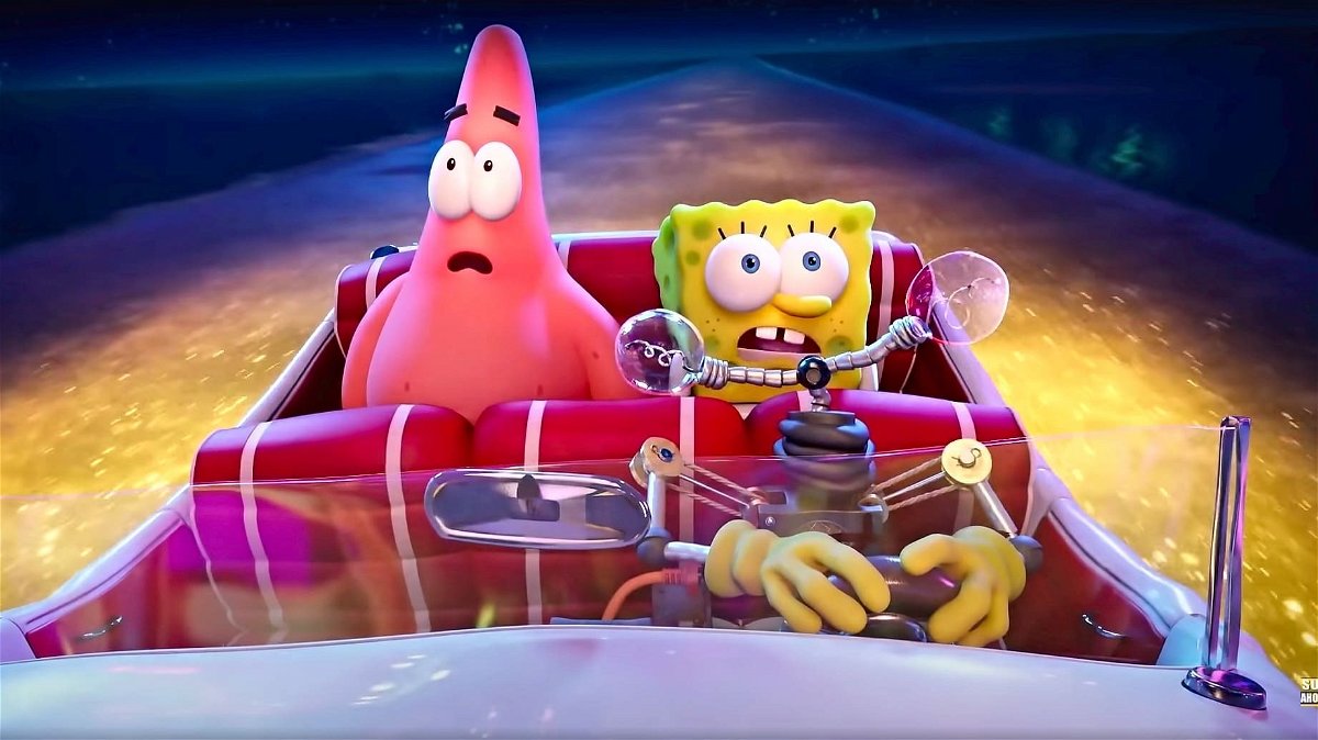 SpongeBob e Patrick, mentre si trovano nei sedili posteriore di un'automobile, trovano una splendida città