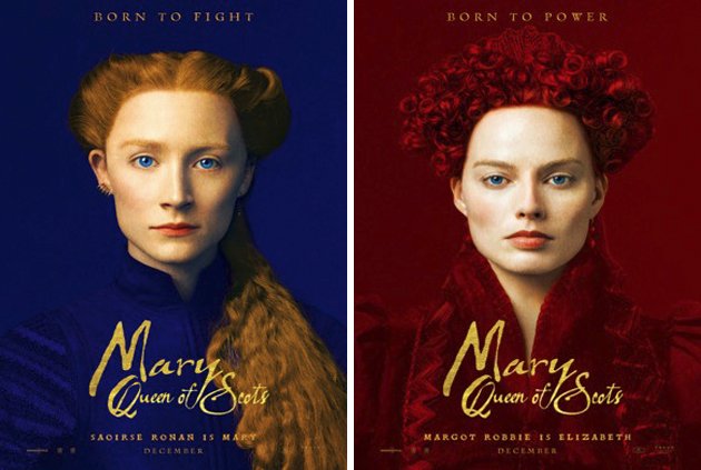 Collage dei due poster ufficiali di Mary Queen of Scots