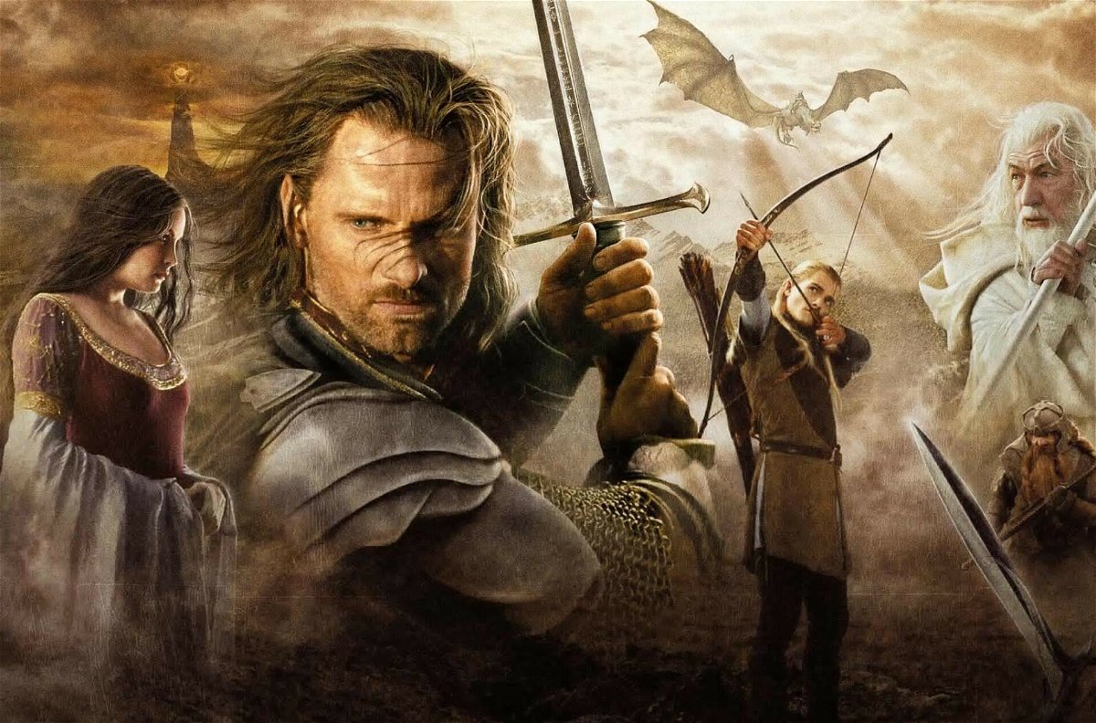 Aragorn, Gandalf el Blanco, Legolas y Arwen