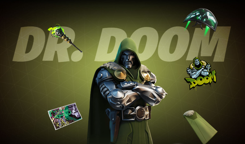 Immagine promozionale del costume di Dr. Doom in Fortnite