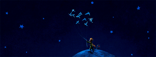 Clicca per vedere l'immagine originale Il piccolo principe guarda le stelle