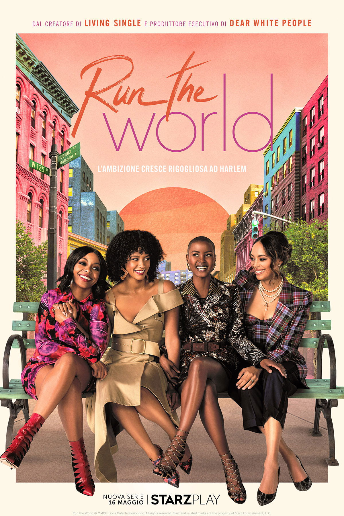 Clicca per vedere l'immagine originale Il cast nella locandina di Run the World