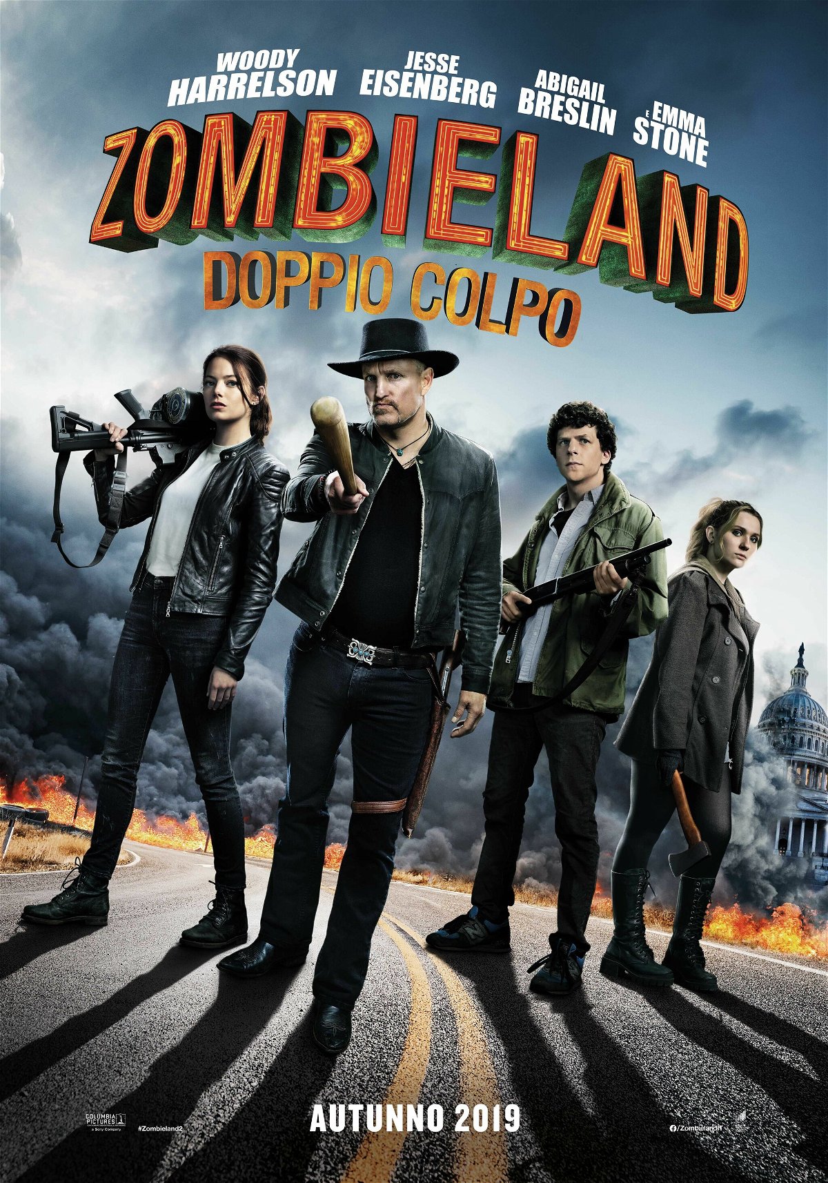 I protagonisti di Zombieland: Doppio Colpo nel poster italiano