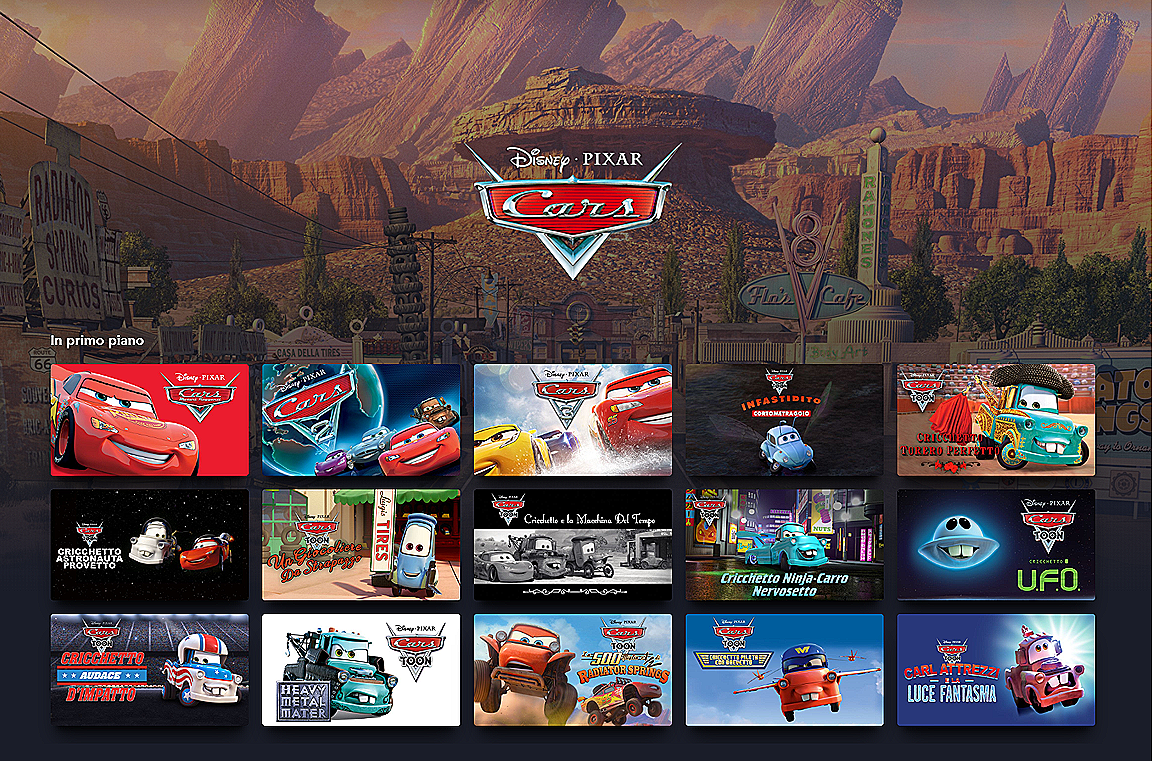Cars: the entire collection of films and TV series on Disney +